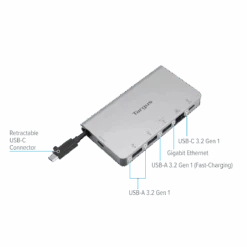 Targus USB-C Ethernet Adapter With 3x USB-A Ports And 1x USB-C Port With 100W PD Pass-Thru -Targus Outlet Store ACA951USZ port image 1200x1200 6a3575a8 6bd4 41fc 9d93 95fca0379558 421280