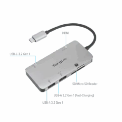 Targus USB-C Multi-Port Single Video Adapter And Card Reader With 100W PD Pass-Thru -Targus Outlet Store ACA953USZ port image 1200x1200 4b93779f 2210 4830 97dc 48d413dabdac 500849