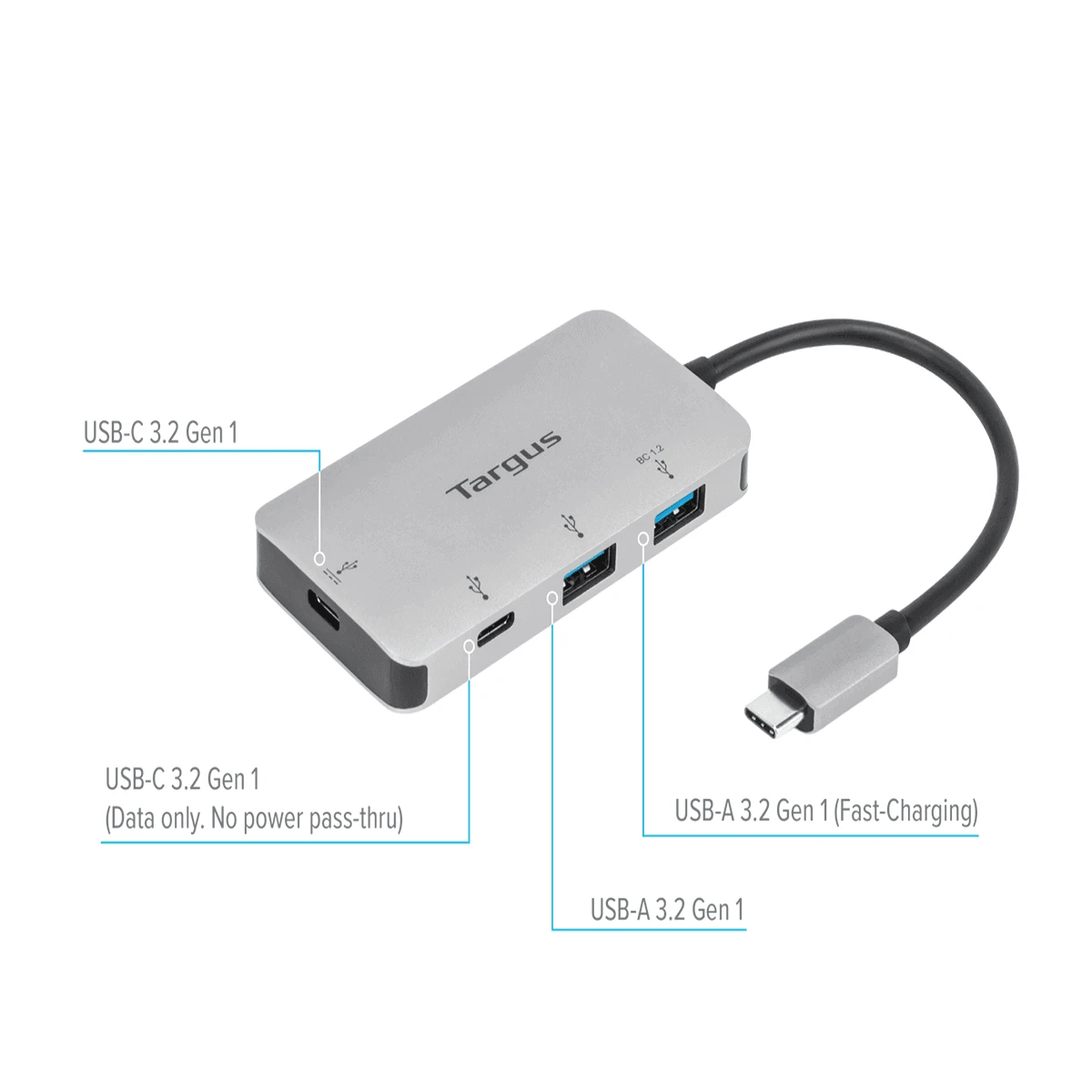 Targus USB-C Multi-Port Hub With 2x USB-A And 2x USB-C Ports With 100W PD Pass-Thru 6 Targus USB-C Multi-Port Hub With 2x USB-A And 2x USB-C Ports With 100W PD Pass-Thru - Image 6