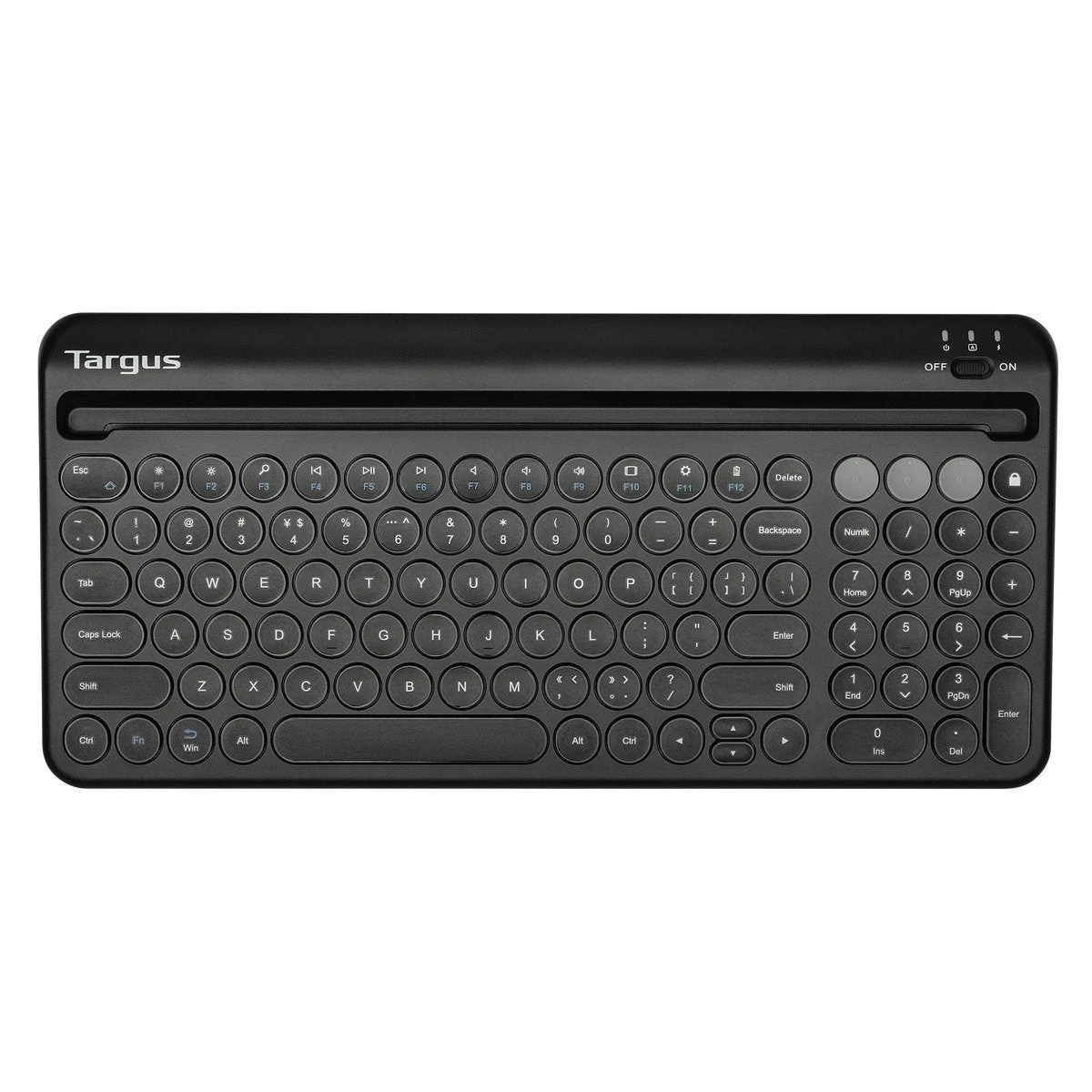 Targus Multi-Device Bluetooth® Antimicrobial Keyboard With Tablet/Phone Cradle 3 Targus Multi-Device Bluetooth® Antimicrobial Keyboard With Tablet/Phone Cradle - Image 3