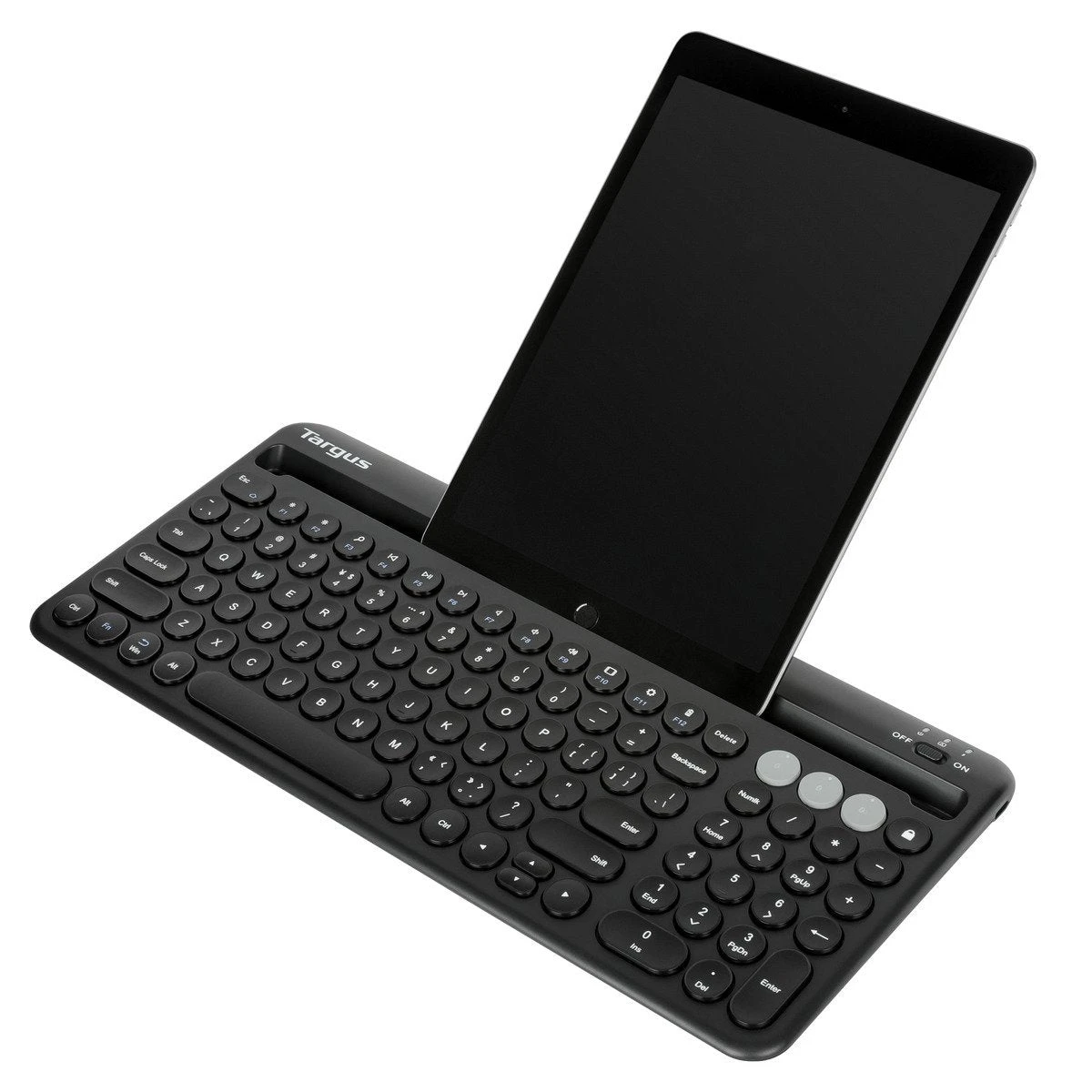 Targus Multi-Device Bluetooth® Antimicrobial Keyboard With Tablet/Phone Cradle 2 Targus Multi-Device Bluetooth® Antimicrobial Keyboard With Tablet/Phone Cradle - Image 2