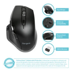Targus BlueTrace Wireless Ergonomic Antimicrobial Mouse -Targus Outlet Store AMW584GL Features