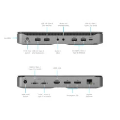 USB-C® Dual Host Hybrid Triple Video KVM Docking Station With Dual 100W Power -Targus Outlet Store DOCK750USZ PORTS