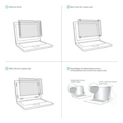 Targus 4Vu Privacy Screen For 14" Widescreen Laptops With Flip Attachment -Targus Outlet Store PrivacyScreens 4AttachmentMethods 604904