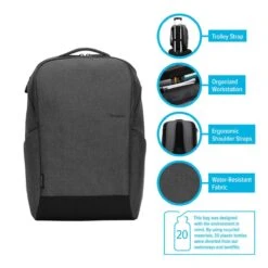 Targus 15.6" Cypress Slim Backpack With EcoSmart® (Light Grey) -Targus Outlet Store TBB58402GL CypressSlimComposite 500237