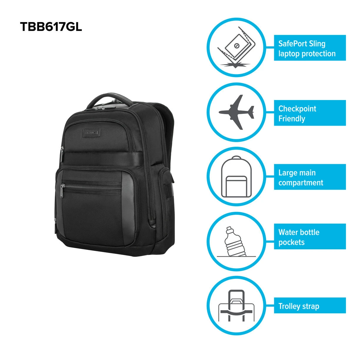 Targus 15" - 16" Mobile Elite Checkpoint-Friendly Backpack 17 Targus 15" - 16" Mobile Elite Checkpoint-Friendly Backpack - Image 17